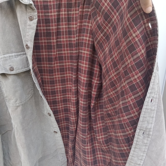 Gray Corduroy Button-Up Jacket Red Flannel Lined St. John's Bay Size Men's Large - Picture 4 of 9